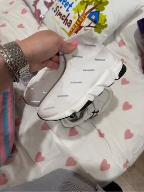 Balenciaga White Knit Sock Sneaker - girls